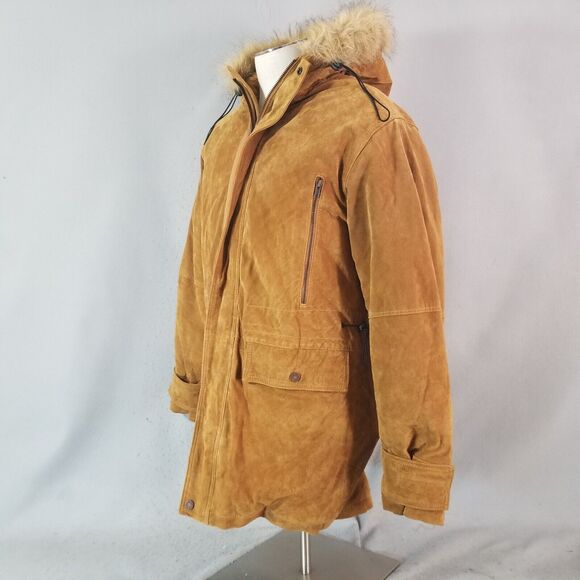 Wilsons Leather M Julian Suede Parka Coat Mens Small Brown Heavy Winter - Picture 7 of 16
